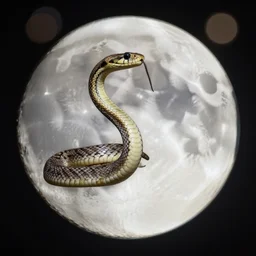 A picture of a snake with a mustache on the moon, National Geography photo, Bokeh