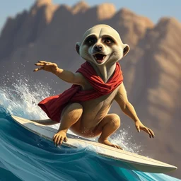 putin with an meerkat body, surfing in cape town, artstation