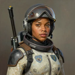 a beautiful portrait of Sonequa Martin-Green a space bounty hunter by Thomas Kinkade trending on Artstation