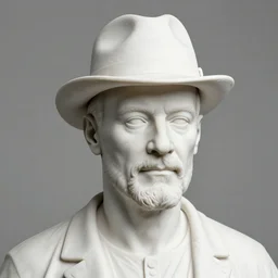 long shot of a very detailed renaissance sculpture of walter white in a hat by michelangelo, standing in times square, 3 d render, hyper detailed, sharp focus, 8 k resolution