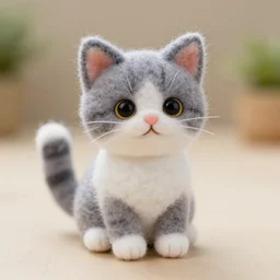 fluffy needle felt kitten