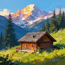 cosy cottage in the mountains, epic scene, by victo ngai, kilian eng vibrant colours, dynamic lighting, digital art, winning award masterpiece, fantastically beautiful, illustration, aesthetically inspired by beksinski and dan mumford, trending on artstation, art by greg rutkowski, 8 k