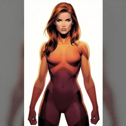 david mack comic book cover art, full body jean grey phoenix, perfectly symmetrical facial features, tight fit, rim lighting, vector colors, joe quesada