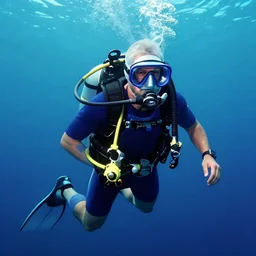 vaporwave of 1 9 0 0's scuba diver by adolphe millot