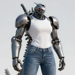 a feminine anthropomorphic mechagodzilla dressed in a t - shirt and jeans trending on artstation deviantart pinterest furaffinity detailed realistic high resolution hd 8 k