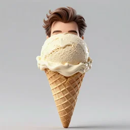 ben kingsley is an ice cream ball in an ice cream cone. caricature, colorful ink, by artgerm