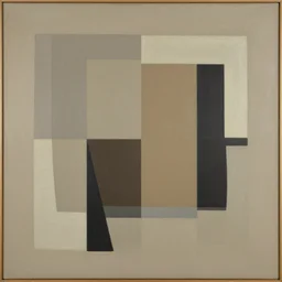 A abstract painting in the style of Sophie Taeuber-Arp and Gary Hume, 1970s Scandinavian naturalistic minimalism style, flat colour-block style, geometric abstraction, muted earthy colours