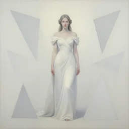 a queen with angles around her, airbrush painting, pale, wide shot, symmetrical,