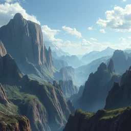 beautiful matte painting of large mountains and canyons, fantasy