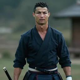Cristiano Ronaldo as samurai, a film still