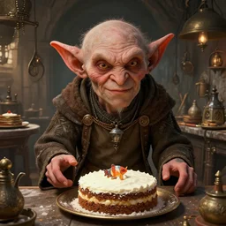 highly detailed closeup portrait of a medieval goblin's cake kitchen, unreal engine, nicoletta ceccoli, mark ryden, earl norem, lostfish, hyung tae, frank frazetta, global illumination, detailed and intricate environment