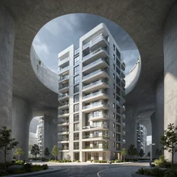 architecture apartment building in tunnels underground concrete concept art rendered in octane
