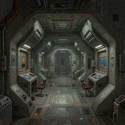 scifi art by Greg Rutkowski, the engineering deck of the ship, with functional and utilitarian hallways, everything is in its place, claustrophobic and futuristic environment, detailed and intricate environment, high technology, highly detailed portrait, digital painting, artstation, concept art, smooth, sharp foccus ilustration, Artstation HQ.