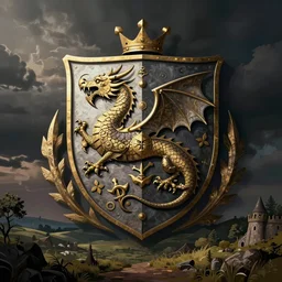 medieval coat of arms in dragon symbol. by vector art