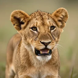 hyper - realistic portrait of a happy small lion cub, photorealism, portrait photography, volumetric lighting, insanely detailed, artstation, 4 k, 8 k