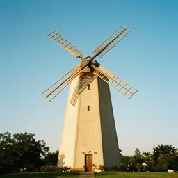 a film photo of a windtower, Kodak gold 200 film