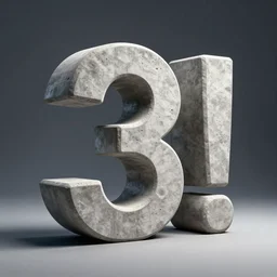 number 1 3!! in concrete, brutalist,, 3 d, occlusion, shadows, cinematic lightning