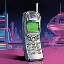 full - color concept art by syd mead of a retrofuturistic 1 9 7 0 s cell - phone