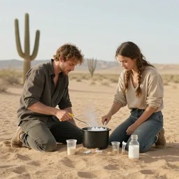 walt and jessie cooking meth in the desert,
