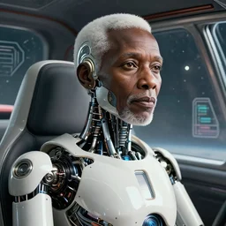retrofuturistic portrait of a beautiful old nigerian flying taxi driver man minimal bionic, space graphics in background, close up, quint buchholz, wlop, dan mumford, artgerm, liam brazier, peter mohrbacher, raw, featured on artstation, octane render, cinematic, elegant, intricate, 8 k