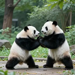 90's Professional Color Photography, Nikon, A panda fighting bullies in the park, Summer