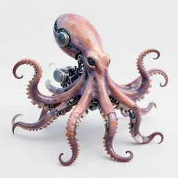 anatomical diagram of beautiful cybernetic octopus robot