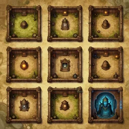 dungeon map by dysonlogos, nine rooms, map of osr dungeon, 1 0 foot, map of tomb of horror, trending of artstation