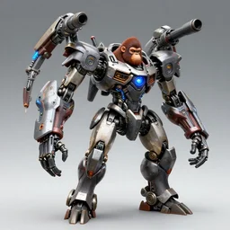 biechanical sazabi zaku mecha with extendable multi segmented arms leaking nanotechnology, orangutan mecha with long arms and sci - fi weaponry, realistic, micro details, sci - fi weapons, cannon eos, deviantart