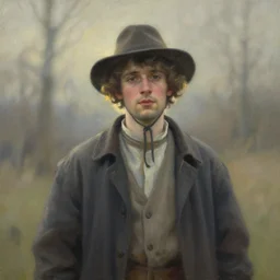 irregular dude. gouache fairytale art, russian romanticism, muted palette, backlighting, depth of field
