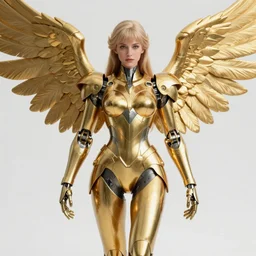 maria of metropolis, humanoid robot, golden full body armor, wide open wings, beautiful helmet in the shape of a face, glowing yellow eyes, scifi, glowwave, raytracing, cinematic lighting, artstation, divine, unreal engine 5 rendered, art style by pixar warner bros dreamworks disney and kazuya takahashi