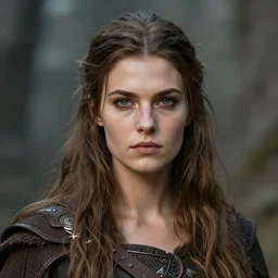head and shoulders portrait of a barbarian, female, high fantasy, dnd, trending on pinterest
