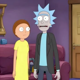 ross geller from friends, in the style of rick and morty