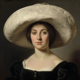 portrait of a woman with a giant hat, by donato giancola and berthold woltze.
