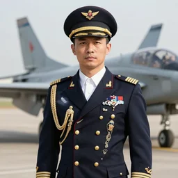 fighter pilot in uniform with french baroque accents