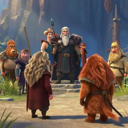 a viking facing ragnarok in the style of pixar