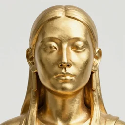 sculpture made of gold, portrait, future, shaman, gold, close up, harper's bazaar, vogue, magazine, insanely detailed and intricate, concept art, ornate, luxury, elite, elegant, trending on artstation