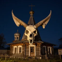 Russian horer skull house night 4k
