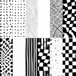 warped abstract pattern digital papers, black and white, modern backgrounds, polka dots, stripes, checker, design asset