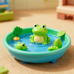 fisher price frog pond, california, in 2 0 1 5, perfect focus, scene from tv show hyper detailed 5 5 mm 8 5 mm, toy photography, made out of plastic