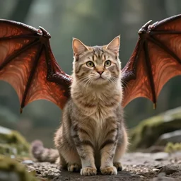 a film still of a very cute fantasy cat with beautiful dragon wings in the film lord of the rings