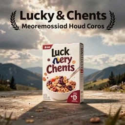 professional advertisement photography of a box of lucky charms cereal