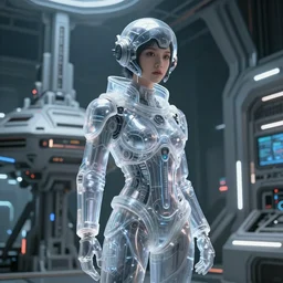 cosplay on a futurist alien spaceship, detailed futurist, translucent, 4k, octane render
