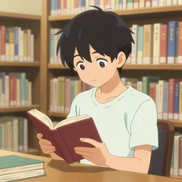 cell shaded, anime cute teenager reading a book at a library, wlop, ilya kuvshinov, artgerm, krenz cushart, greg rutkowski, hiroaki samura, range murata, james jean, katsuhiro otomo, erik jones