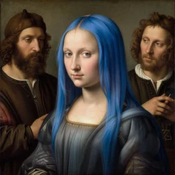 beautiful renaissance painting portrait of feminine hatsune miku blue straight long hair by sandro botticelli, jan van eyck, tiziano vecelli, piero della francesca