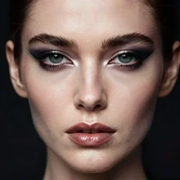 close - up portrait of model, extreme make - up, art by helmut newton