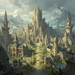 fantasy city of the elves, Greg rutkowski, Trending artstation, cinematográfica, digital Art