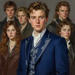 full - length portrait of young peter o'toole, dressed in a navy blue suit with silver embroidered details, detailed face, fantasy, cinematic lighting, digital art painting, fine details by realistic shaded lighting poster by ilya kuvshinov katsuhiro otomo, magali villeneuve, artgerm, jeremy lipkin and michael garmash and rob rey