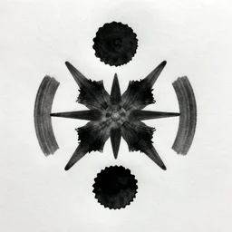 one big inkblot on the paper, rorschach test, symmetrical, slightly styled to Vincent Van Gogh
