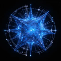 a giant blue star hidden by an artificial megastructure, highly detailed digital artwork, octane, black background