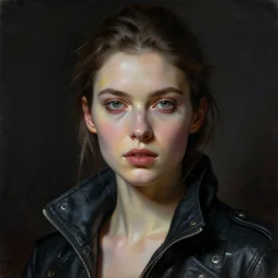 Portrait of a futurism cyberpunk assassin, by Kim Cogan